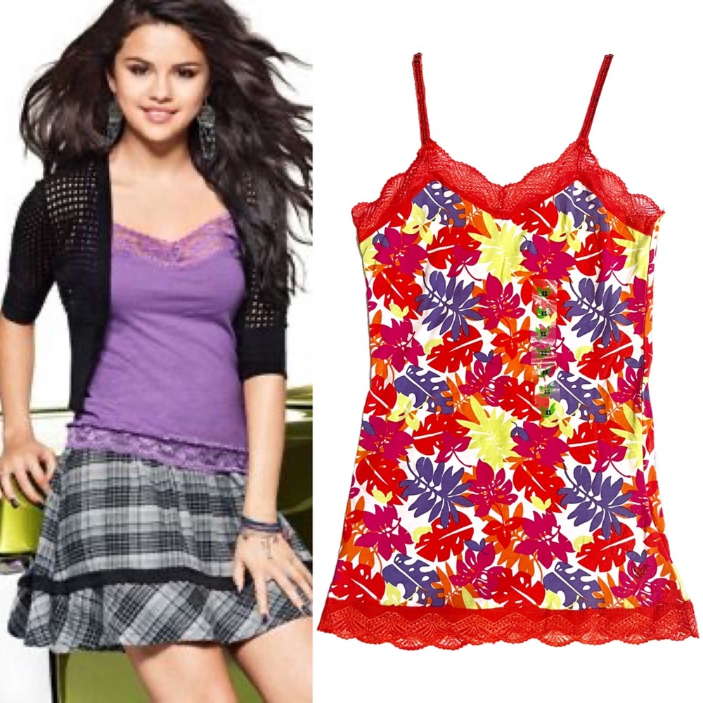 NWT Dream Out Loud Camisole with Lace Trim, Leaf Print and Sequins in Juniors XS